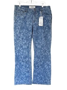 H&M Water Saving Floral Print 90s Flare Jeans Size 12